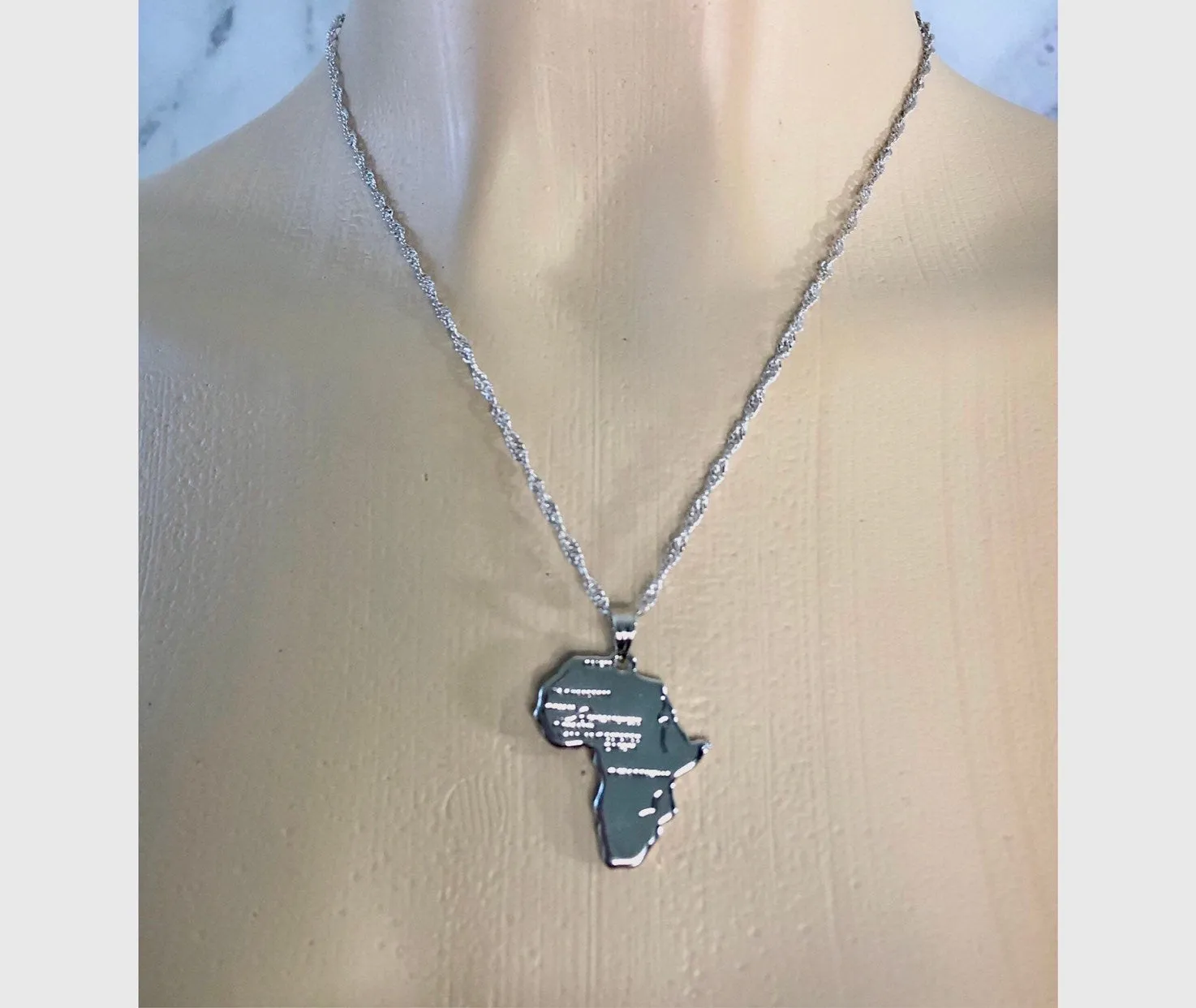 Mini africa necklace ,silver africa necklace , mini africa map ,cute silver africa necklace,gold africa