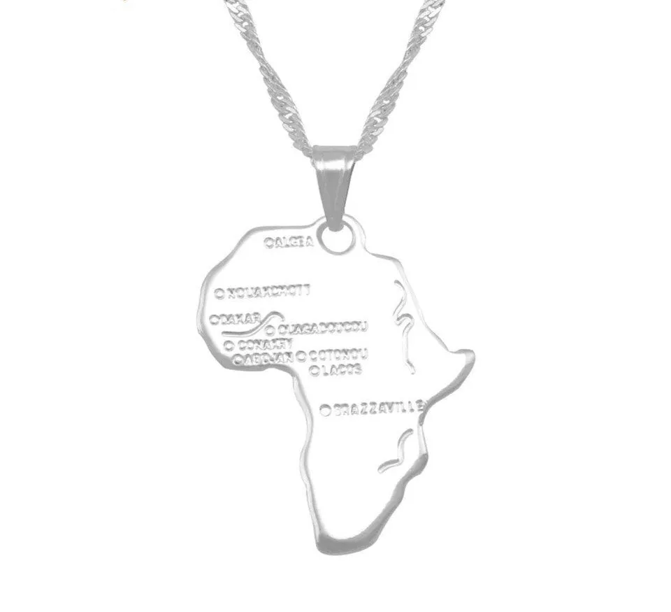 Mini africa necklace ,silver africa necklace , mini africa map ,cute silver africa necklace,gold africa
