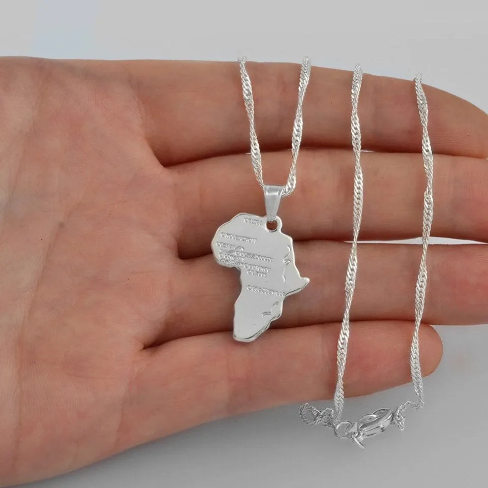 Mini africa necklace ,silver africa necklace , mini africa map ,cute silver africa necklace,gold africa