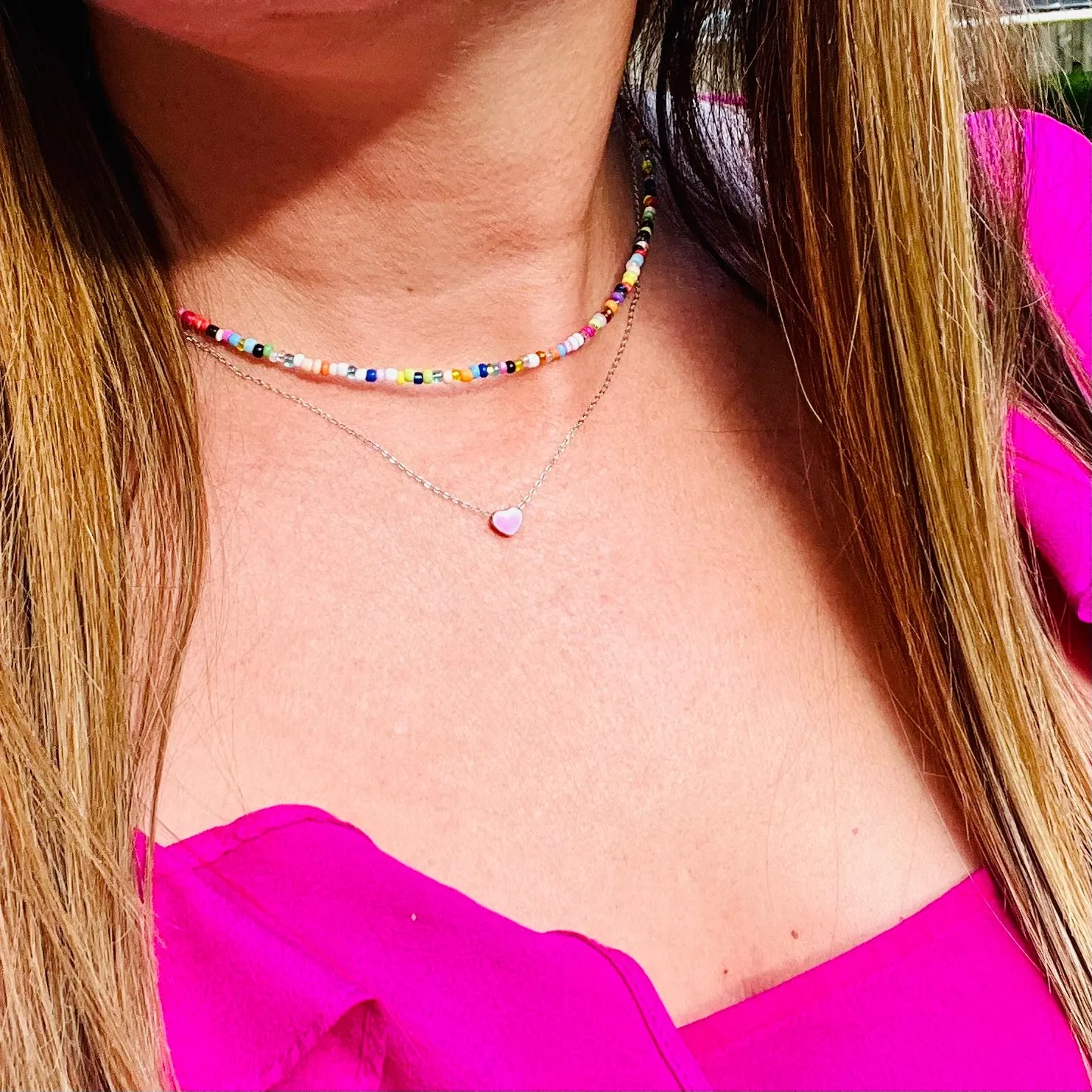 Mini Double-sided Color Heart Necklace