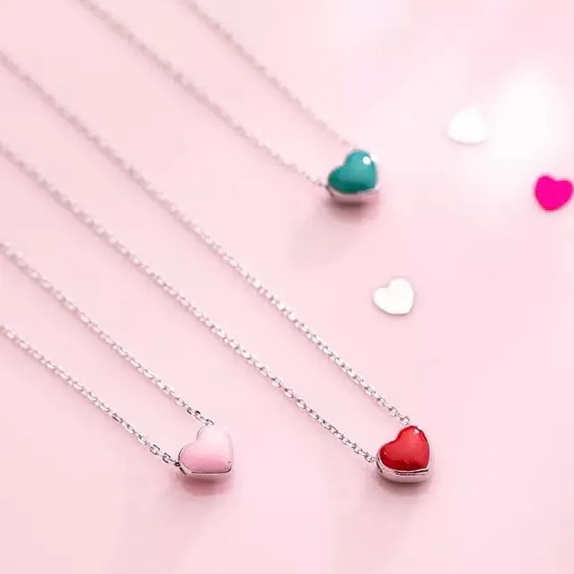 Mini Double-sided Color Heart Necklace