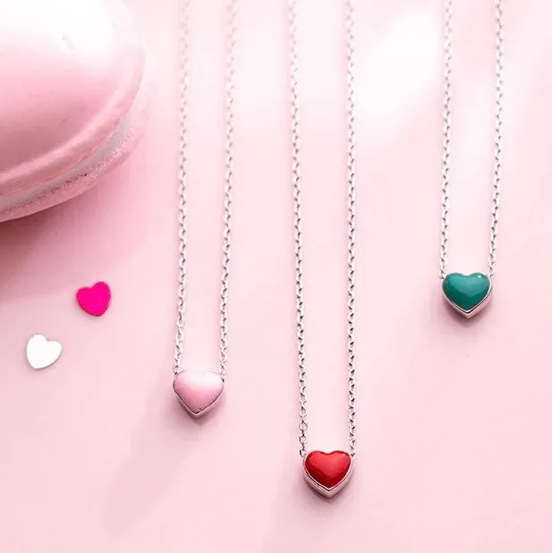 Mini Double-sided Color Heart Necklace