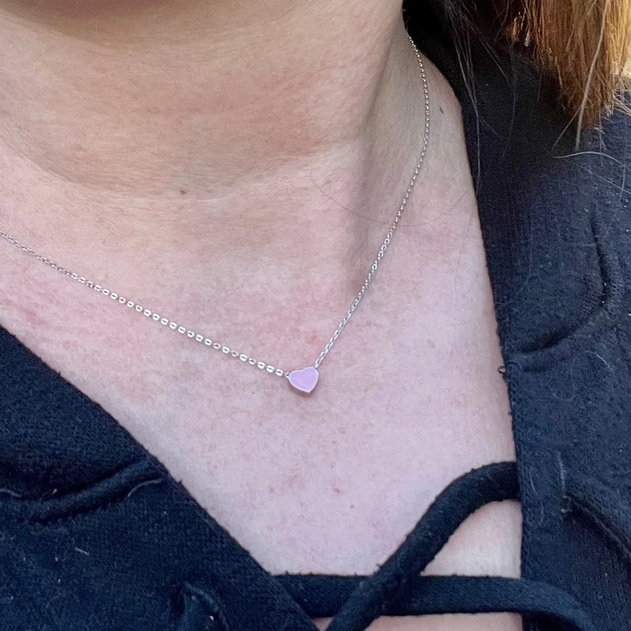 Mini Double-sided Color Heart Necklace