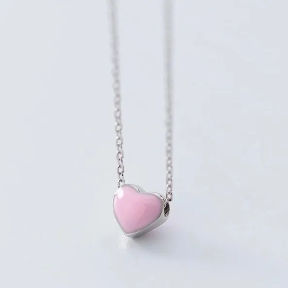 Mini Double-sided Color Heart Necklace
