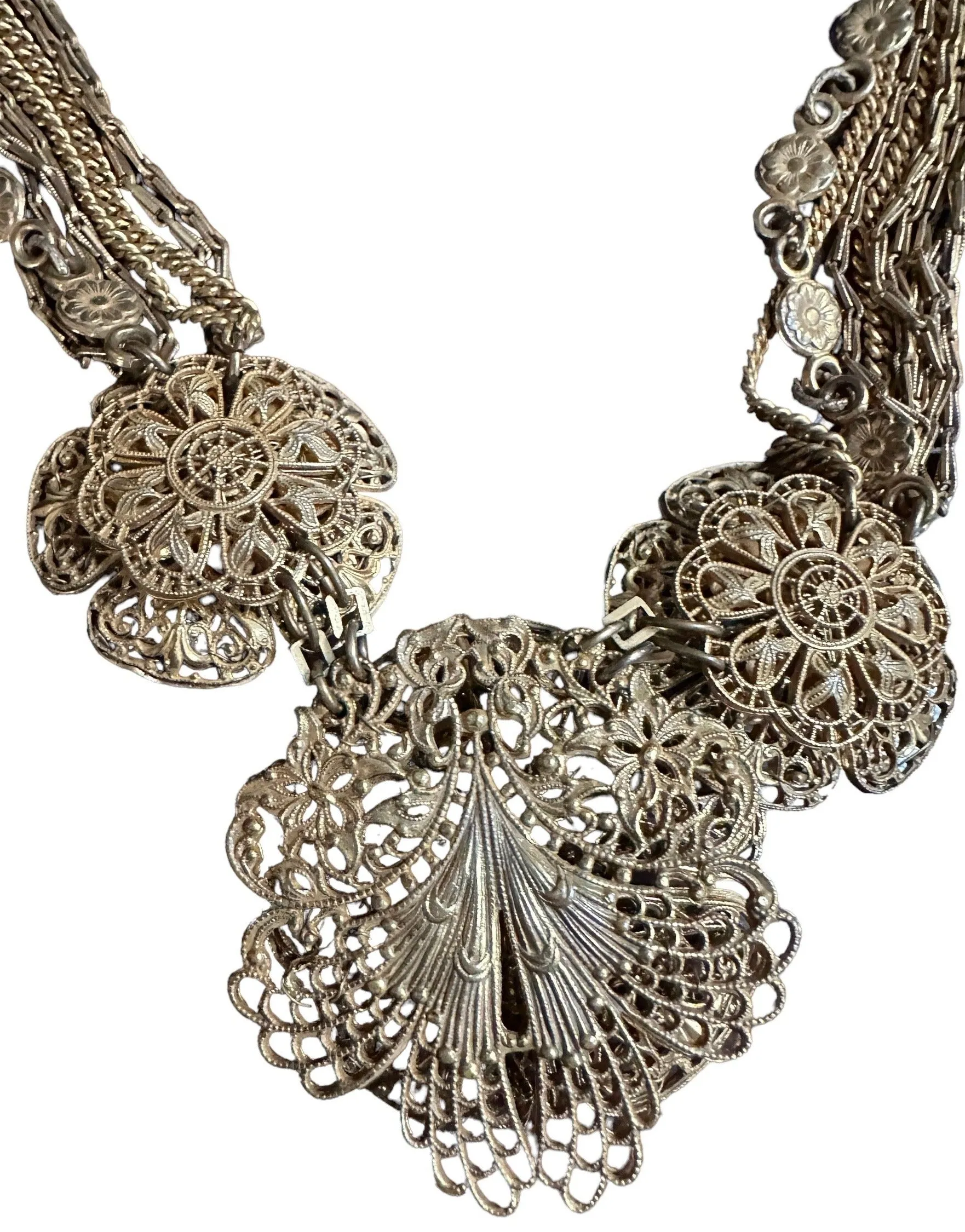 Miriam Haskell  Unsigned Spectacular Floral Motif Necklace
