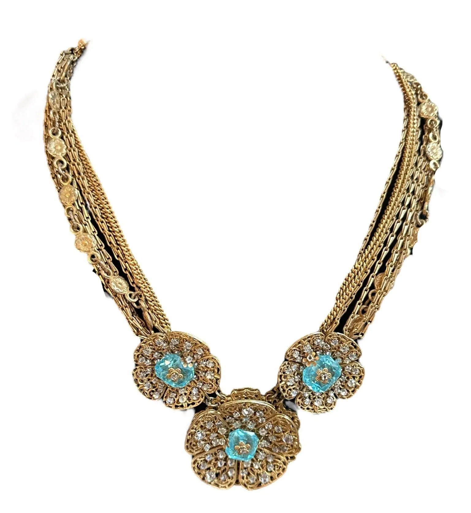 Miriam Haskell  Unsigned Spectacular Floral Motif Necklace
