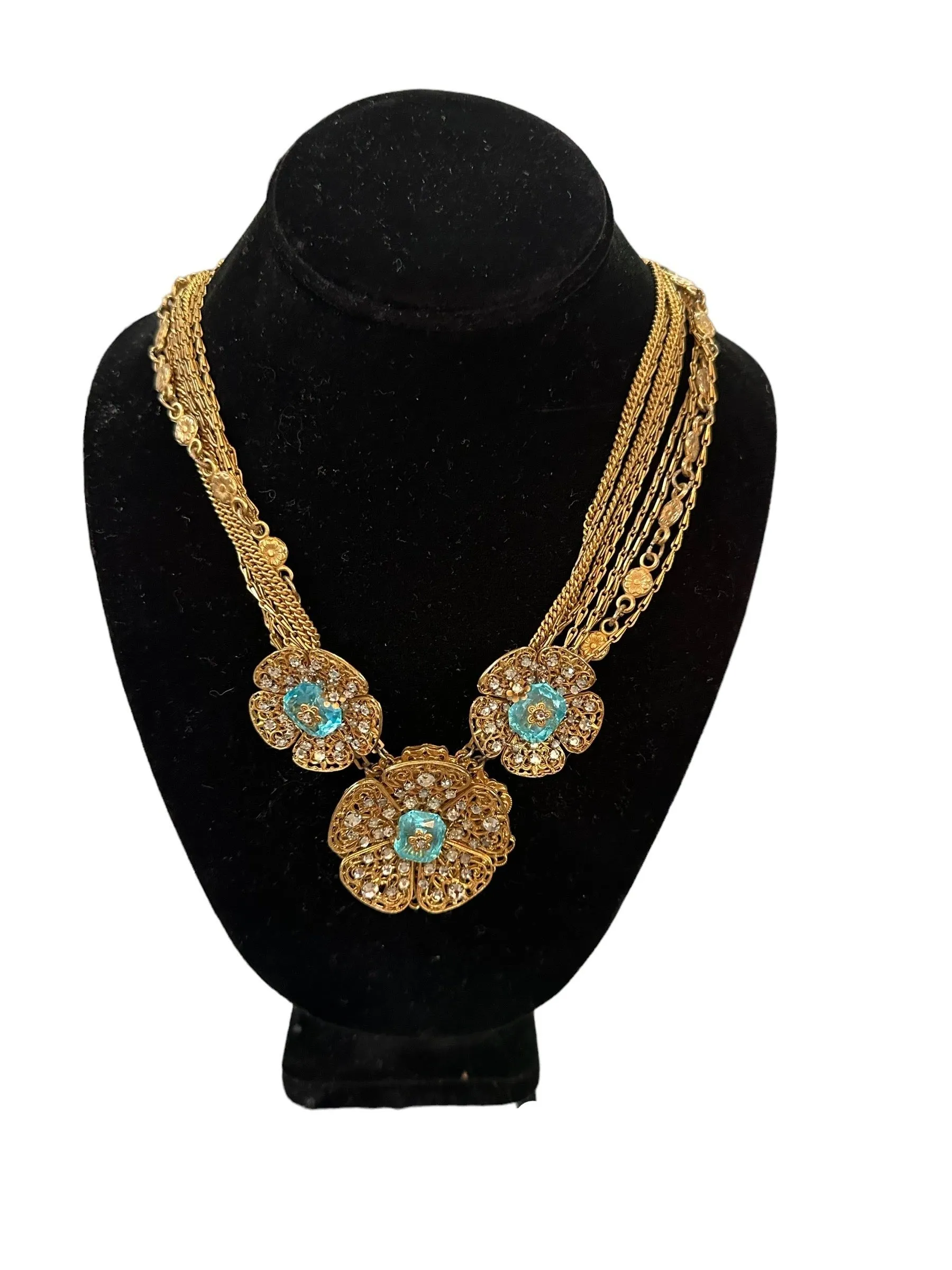 Miriam Haskell  Unsigned Spectacular Floral Motif Necklace