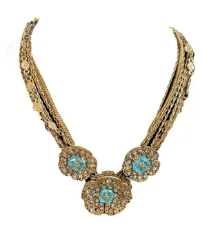 Miriam Haskell  Unsigned Spectacular Floral Motif Necklace