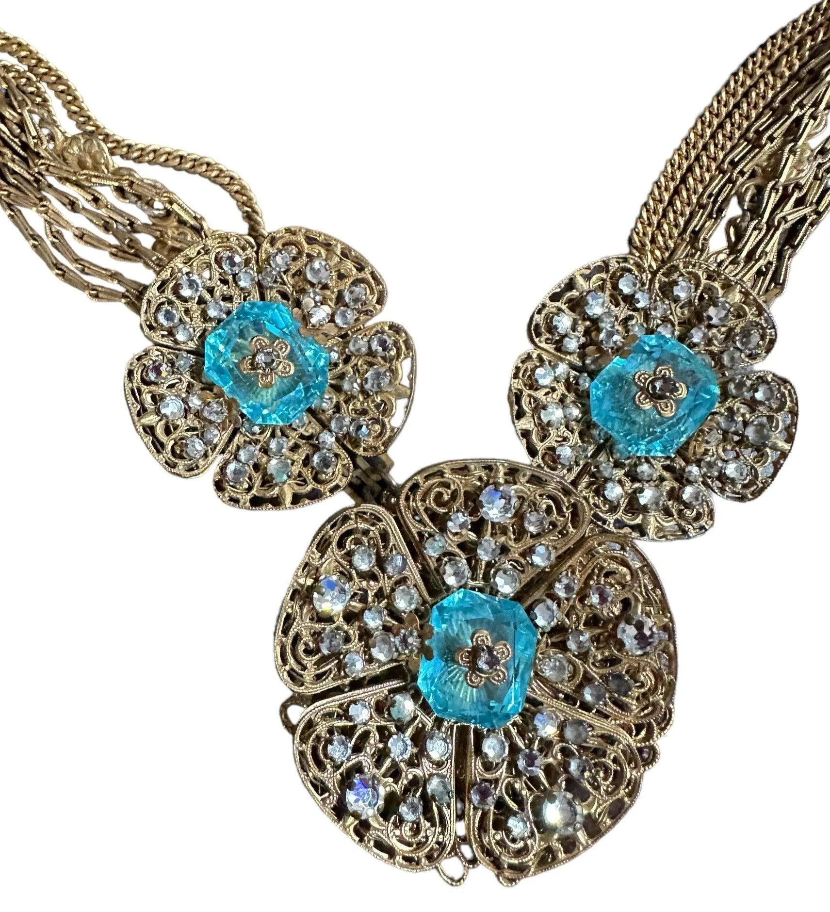 Miriam Haskell  Unsigned Spectacular Floral Motif Necklace