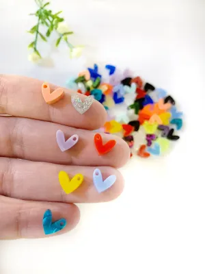 Mixed colors tiny enlarged hearts / 50 Pieces, 10mm