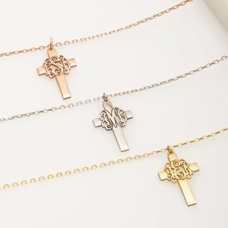 Monogram Cross Necklace