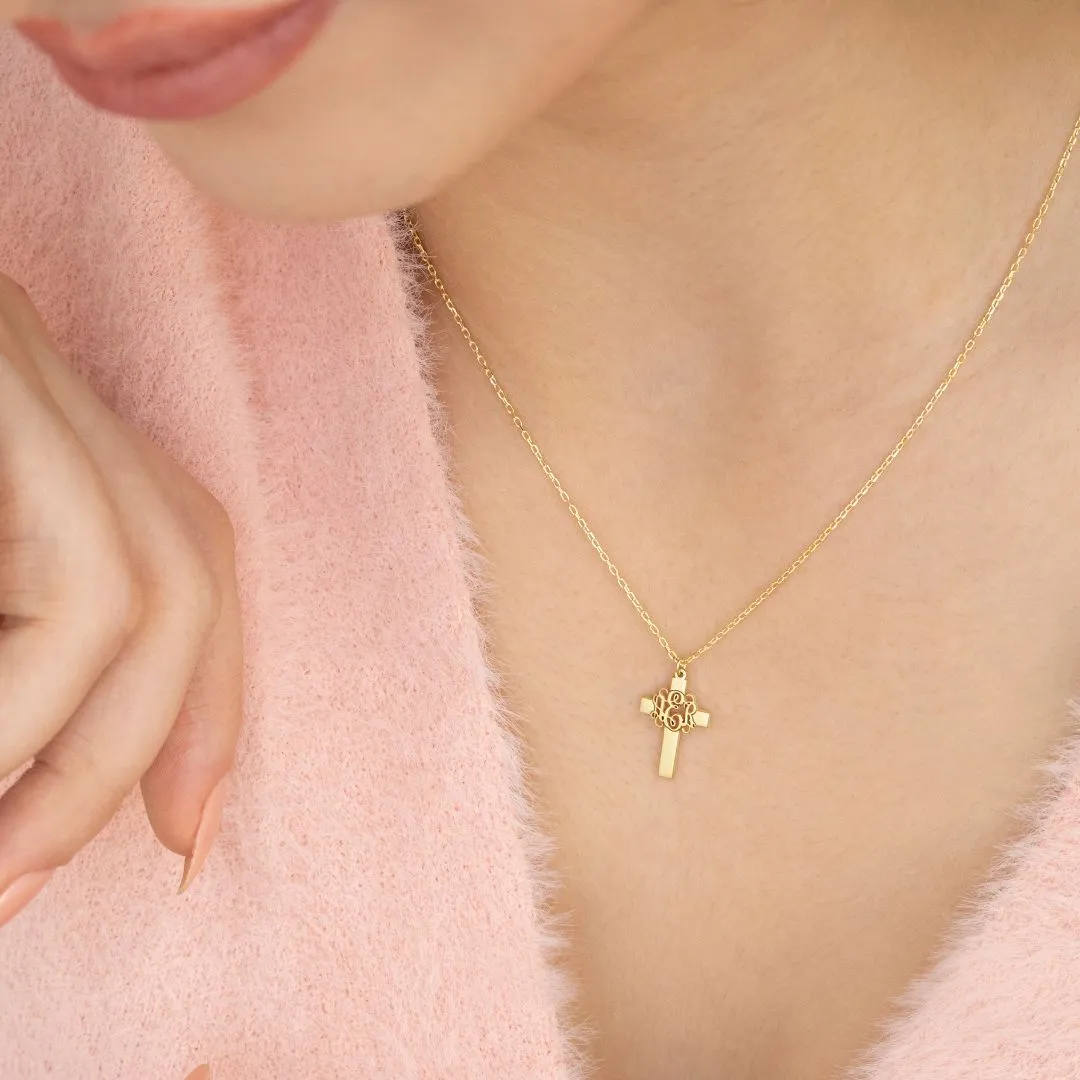 Monogram Cross Necklace