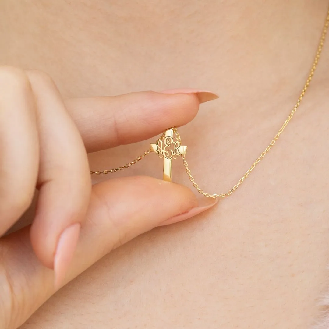 Monogram Cross Necklace