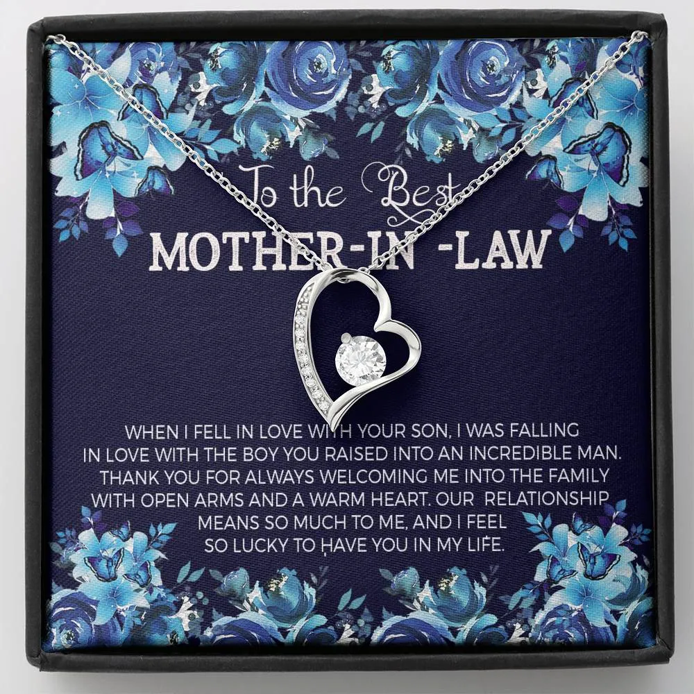 Mother In Law Floating Heart Necklace-Lucky to have you
