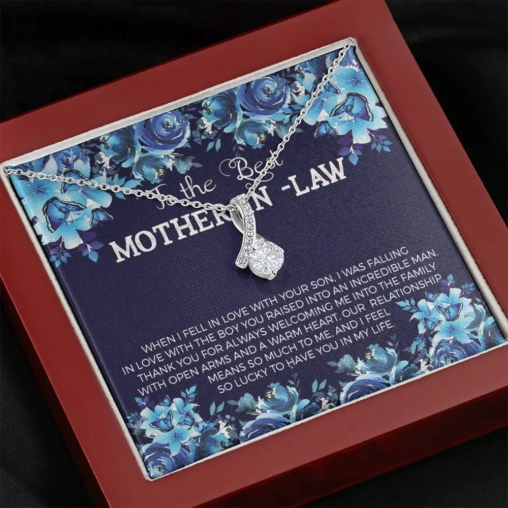 Mother In Law Solitaire Necklace - Lucky to have you