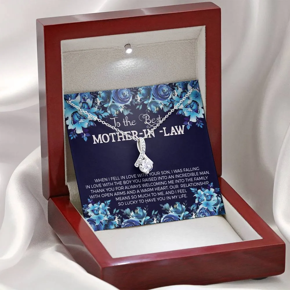 Mother In Law Solitaire Necklace - Lucky to have you
