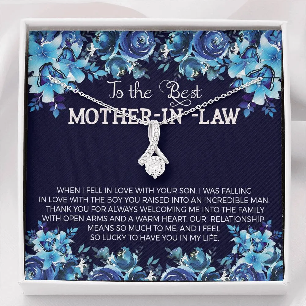 Mother In Law Solitaire Necklace - Lucky to have you