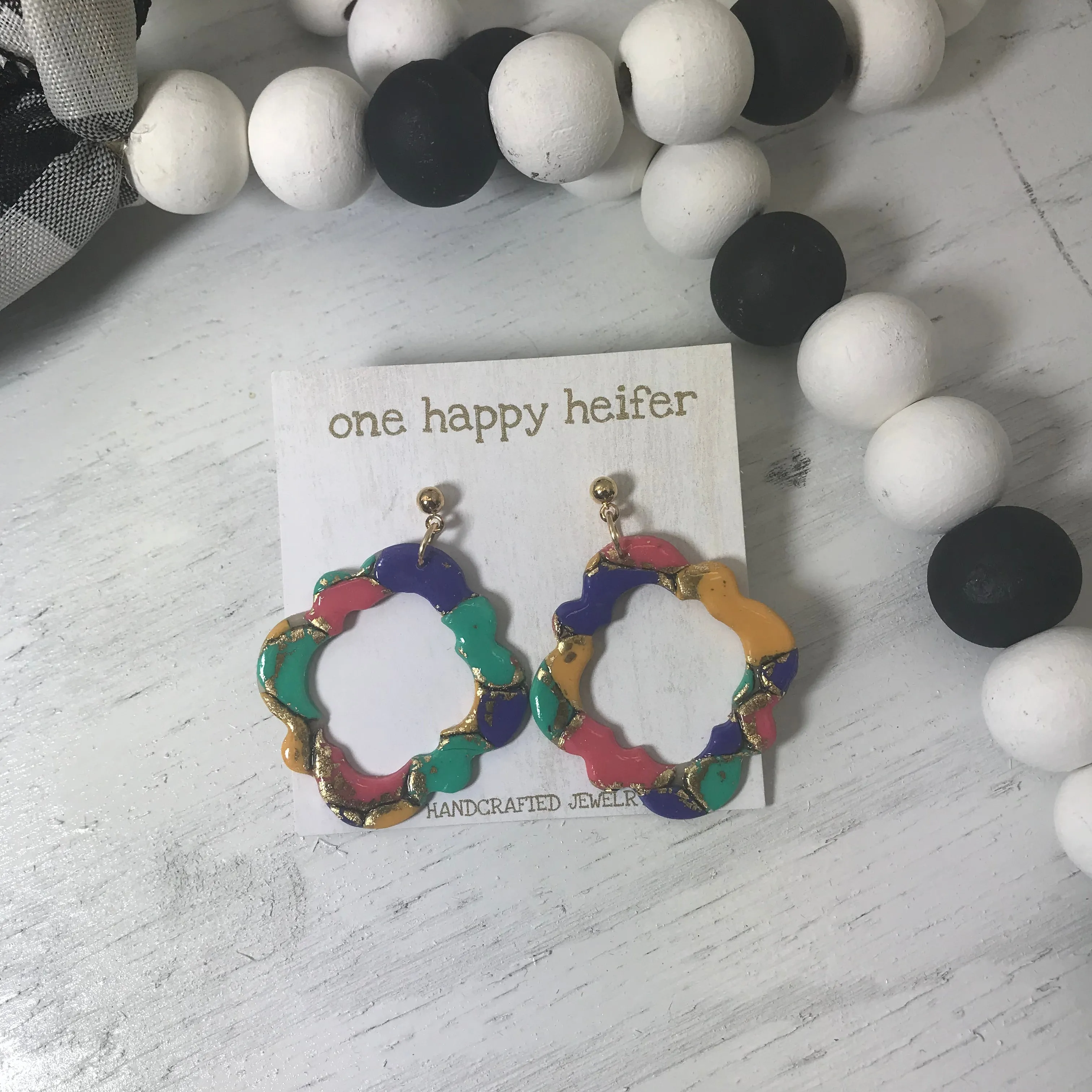 Multi Colored Earrings-Diamond Shaped