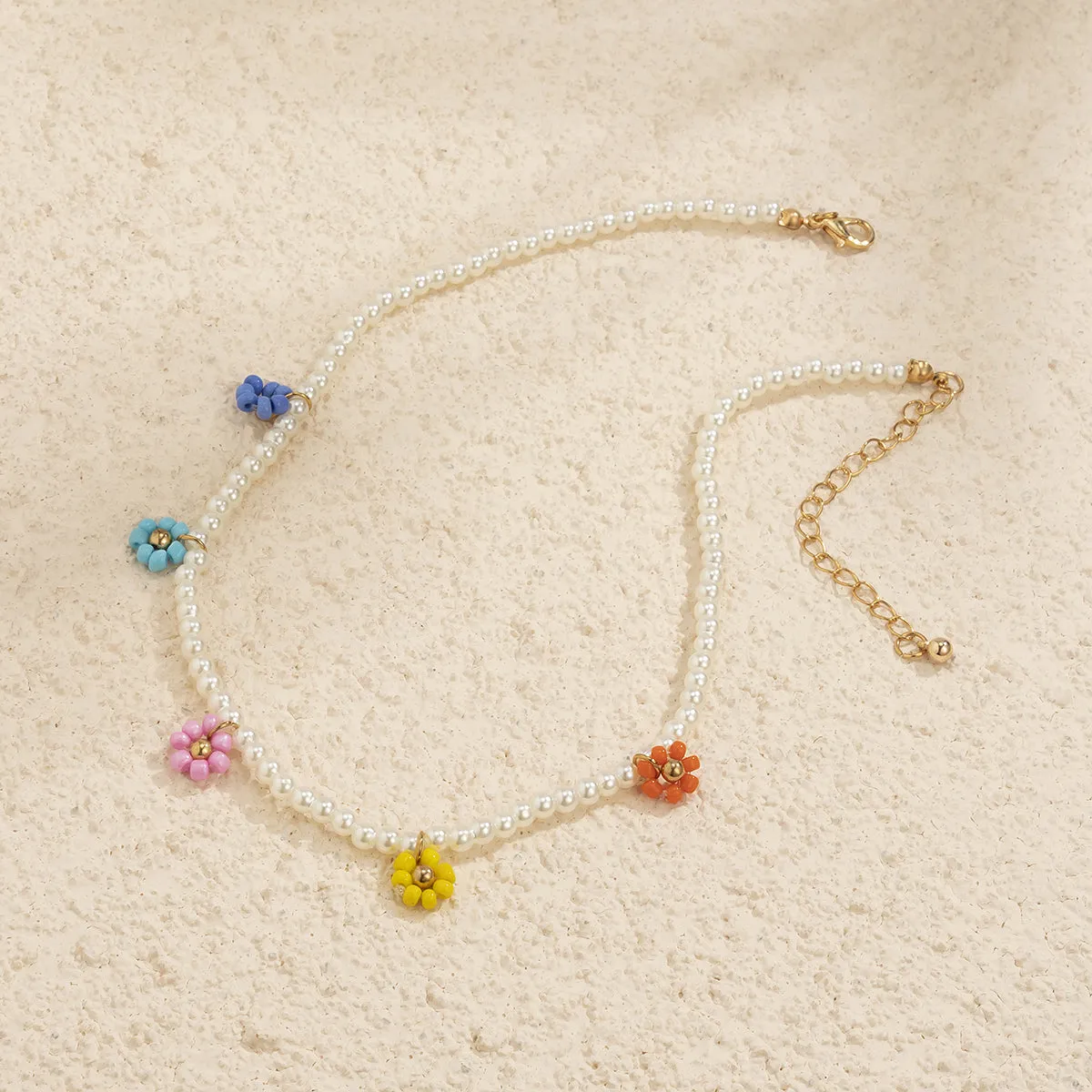 Multicolor Howlite & Pearl 18K Gold-Plated Floral Choker Necklace
