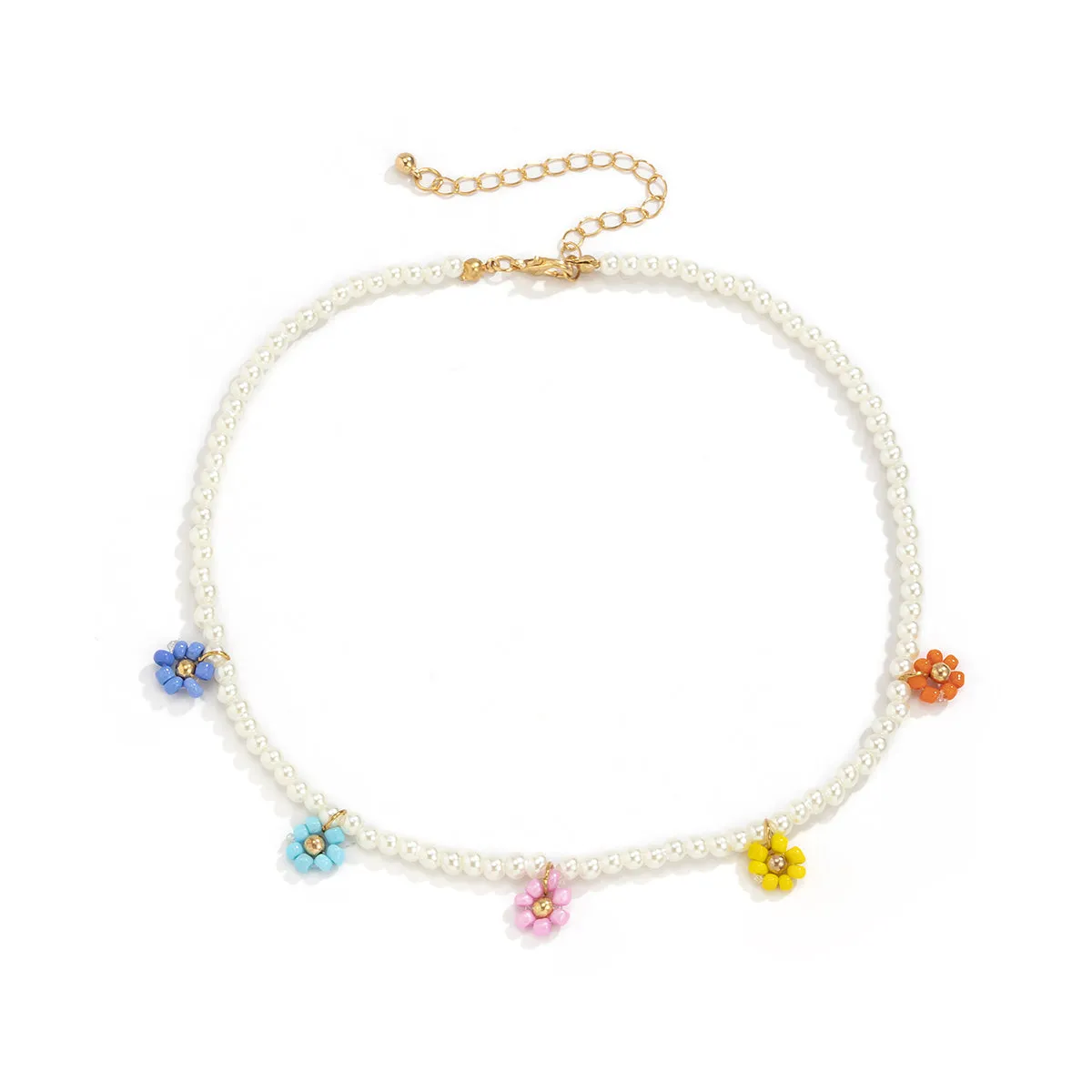 Multicolor Howlite & Pearl 18K Gold-Plated Floral Choker Necklace