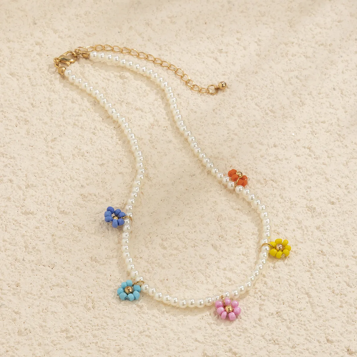 Multicolor Howlite & Pearl 18K Gold-Plated Floral Choker Necklace