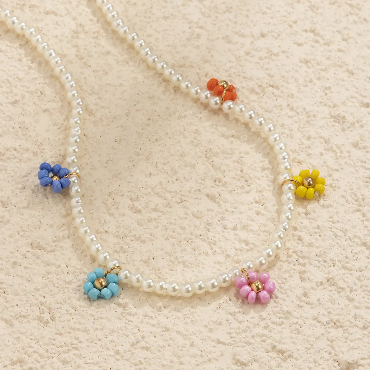 Multicolor Howlite & Pearl 18K Gold-Plated Floral Choker Necklace