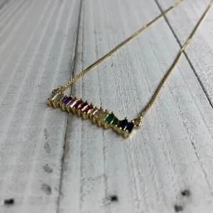 Multicolor Zircon Bar Necklace 14 inches long 310-02 | Erika Williner Designs