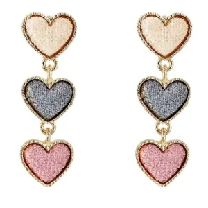 Multicolored Interlocking Heart Dangle Earrings