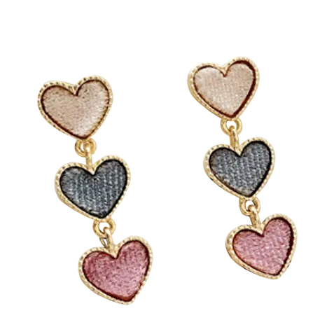 Multicolored Interlocking Heart Dangle Earrings