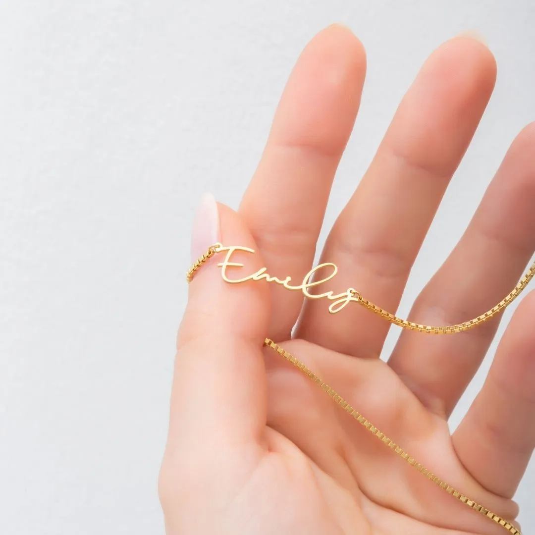 Name Necklace with Box Chain