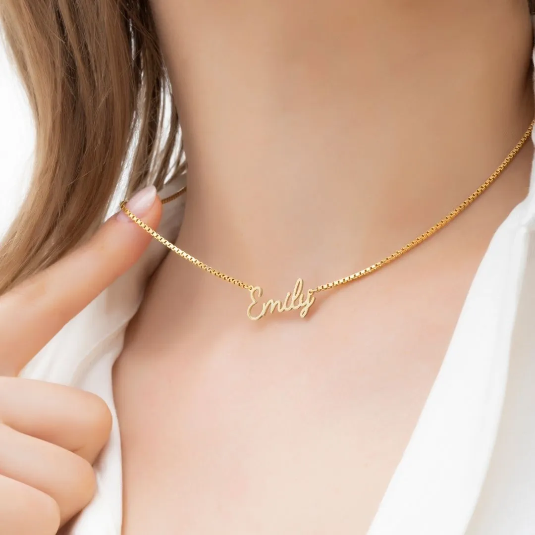 Name Necklace with Box Chain