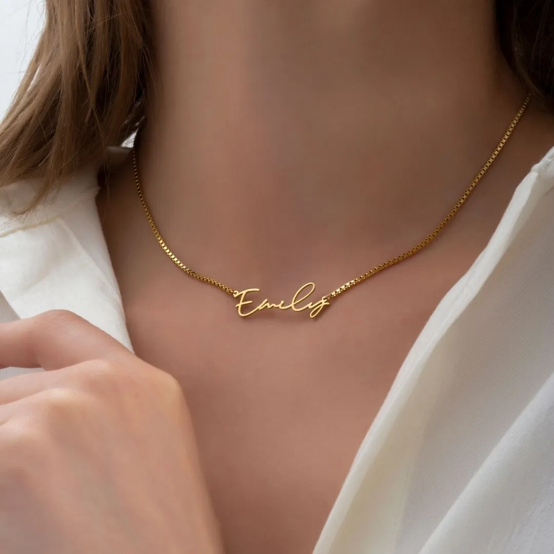 Name Necklace with Box Chain