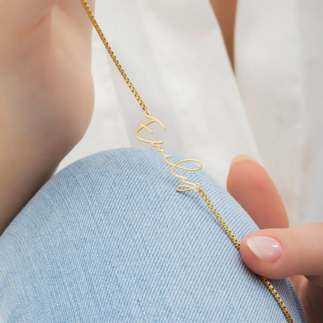 Name Necklace with Box Chain