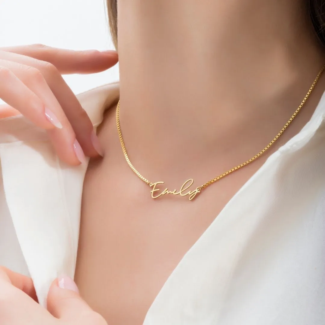 Name Necklace with Box Chain