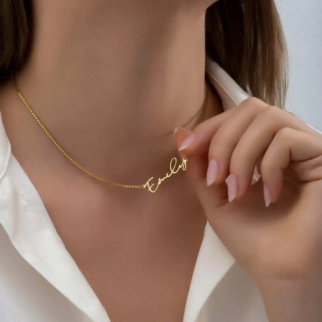 Name Necklace with Box Chain