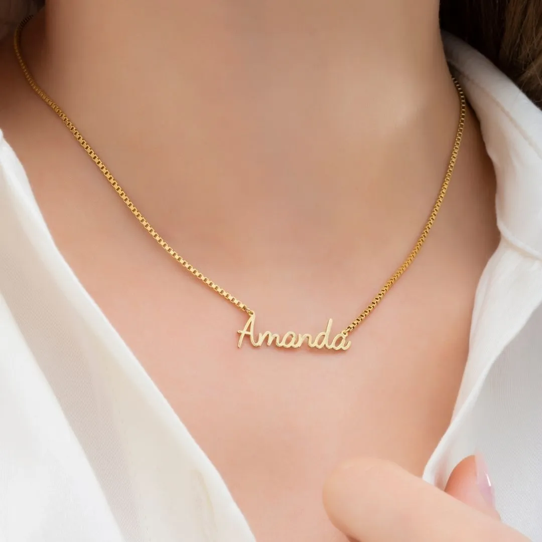 Name Necklace with Box Chain