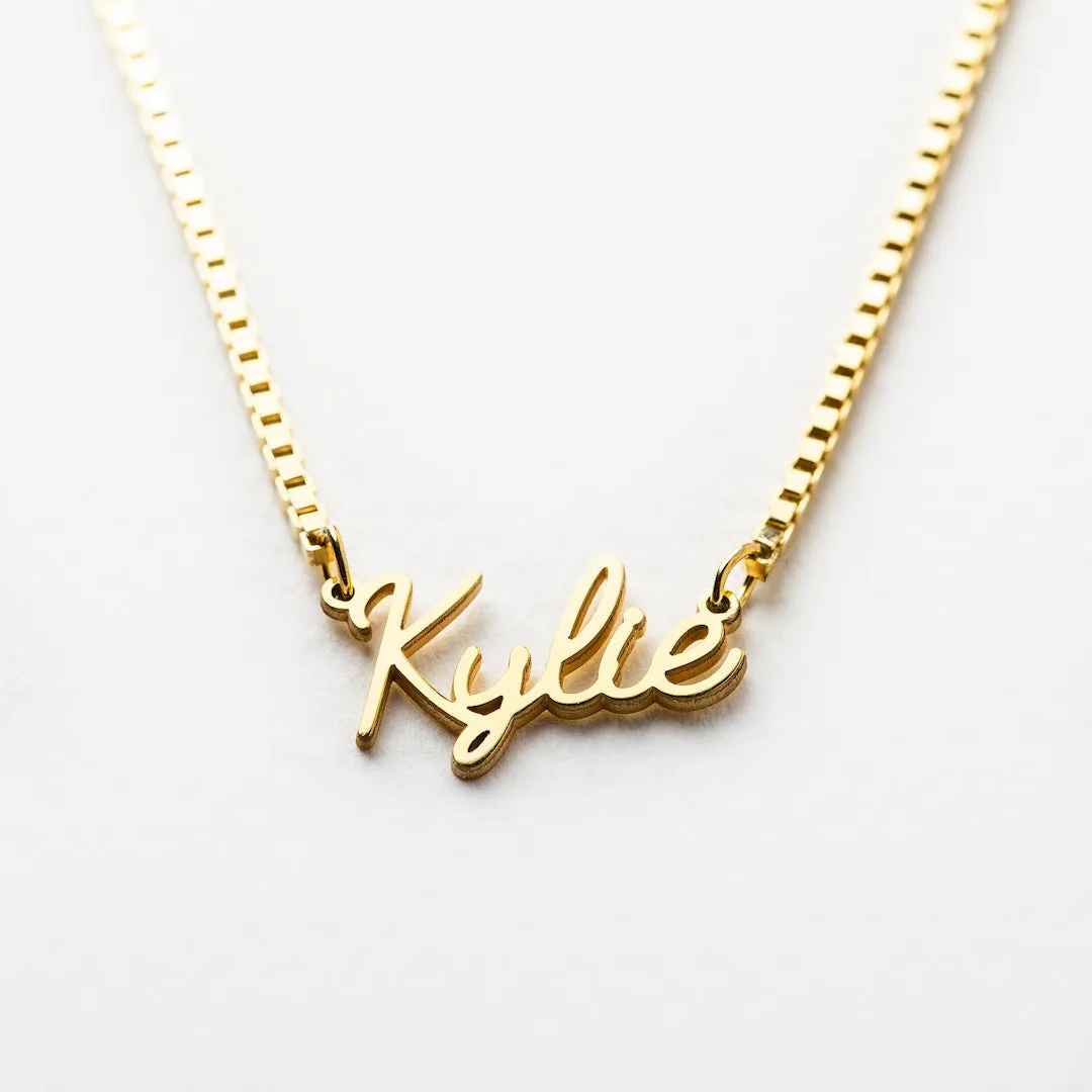 Name Necklace with Box Chain