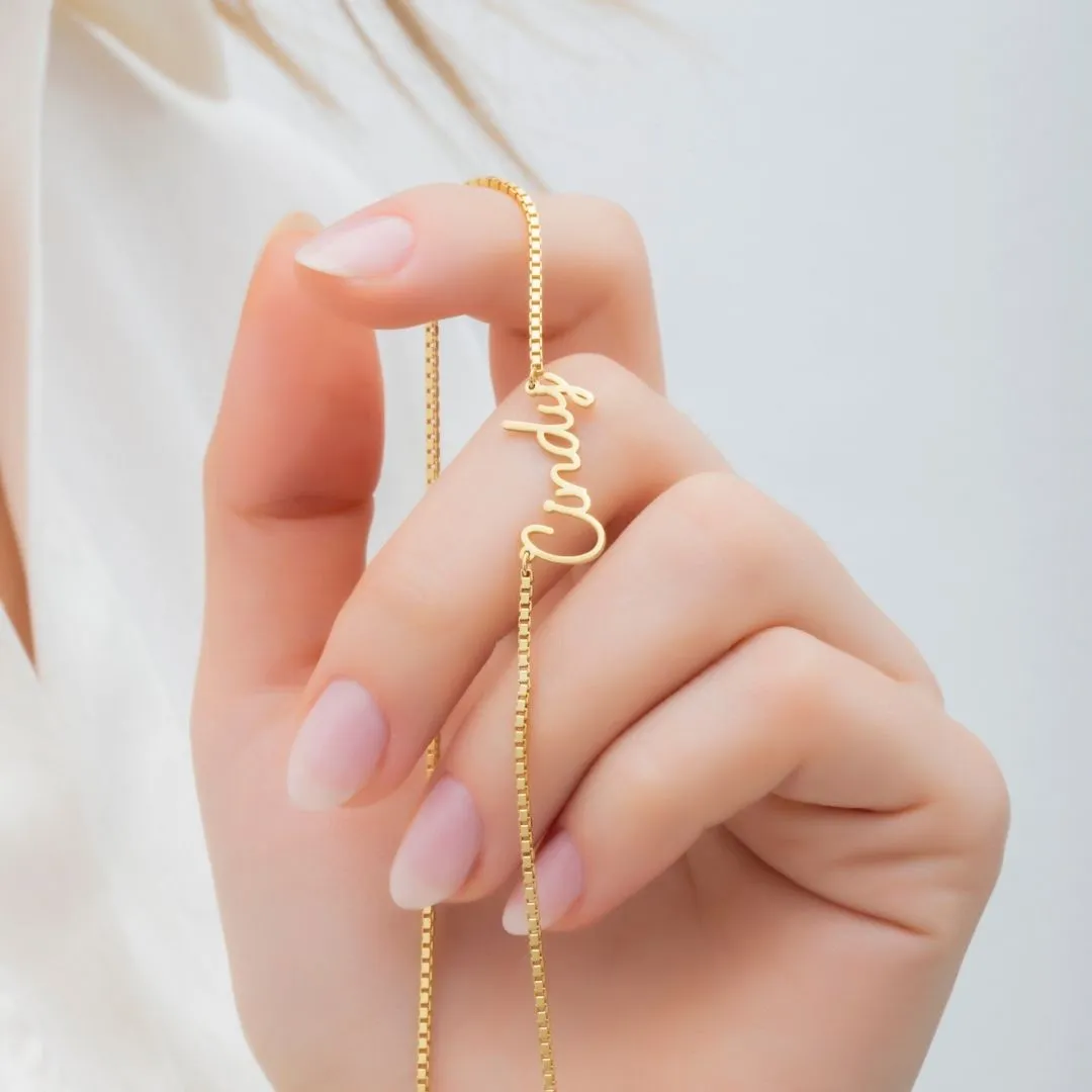 Name Necklace with Box Chain