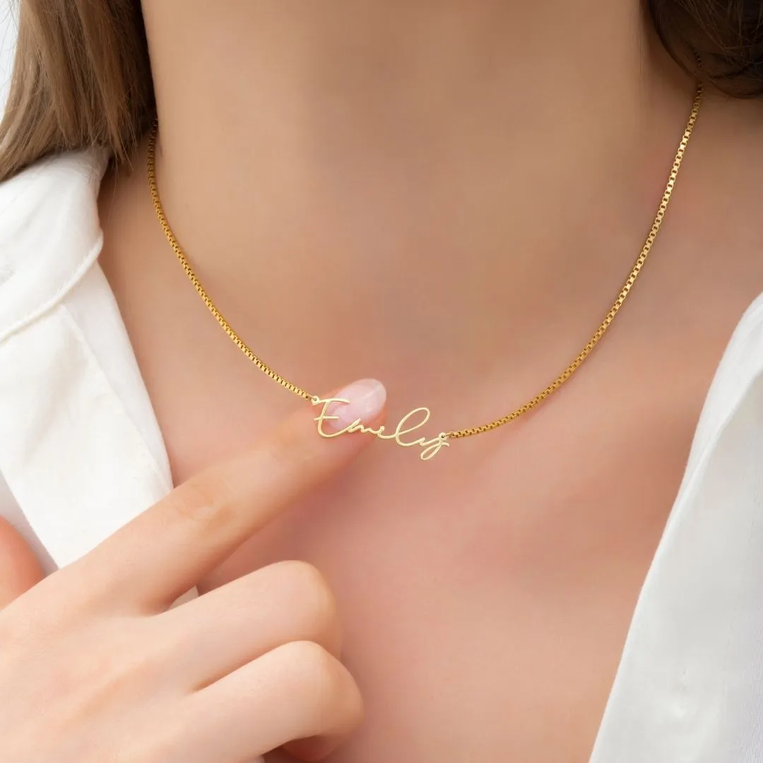 Name Necklace with Box Chain
