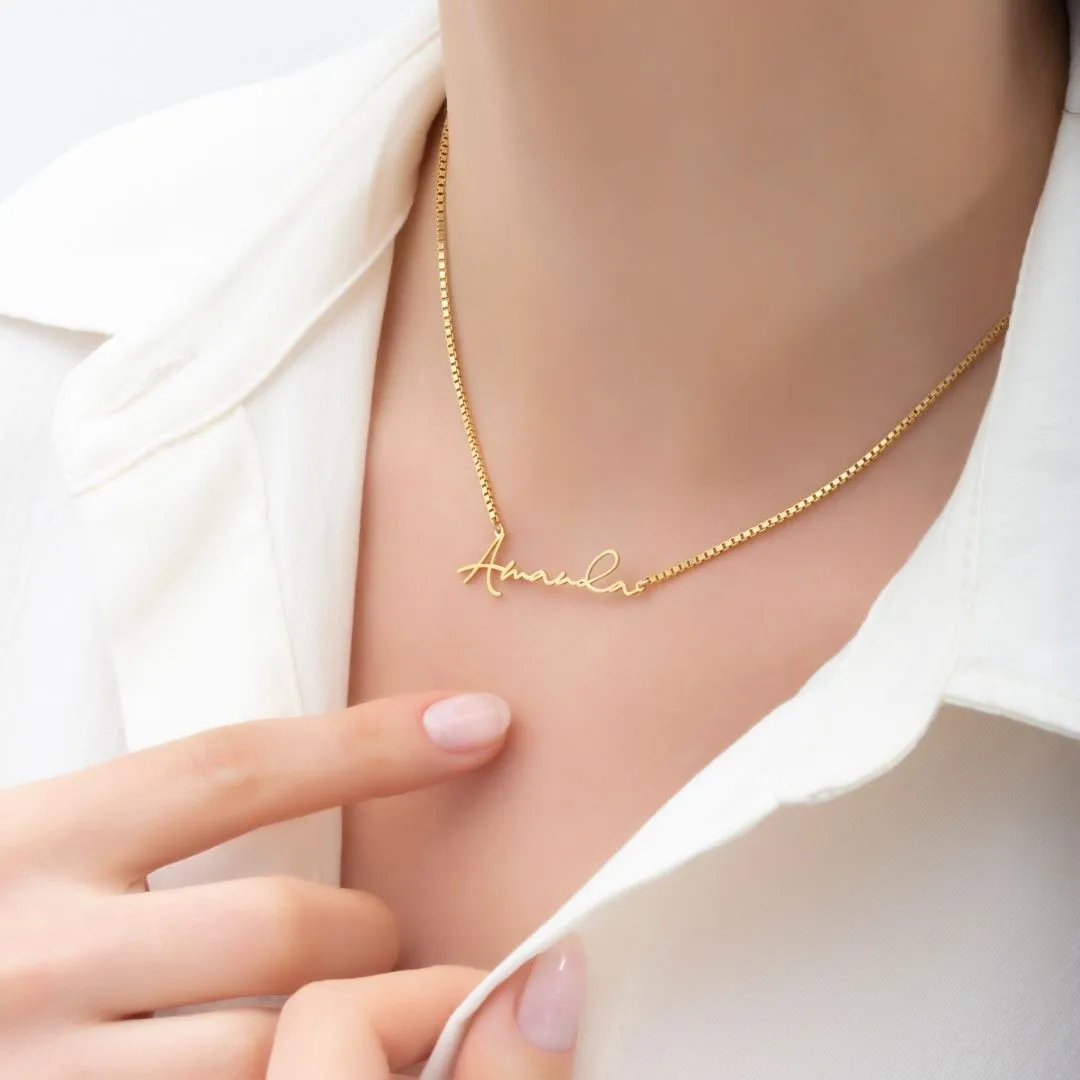 Name Necklace with Box Chain