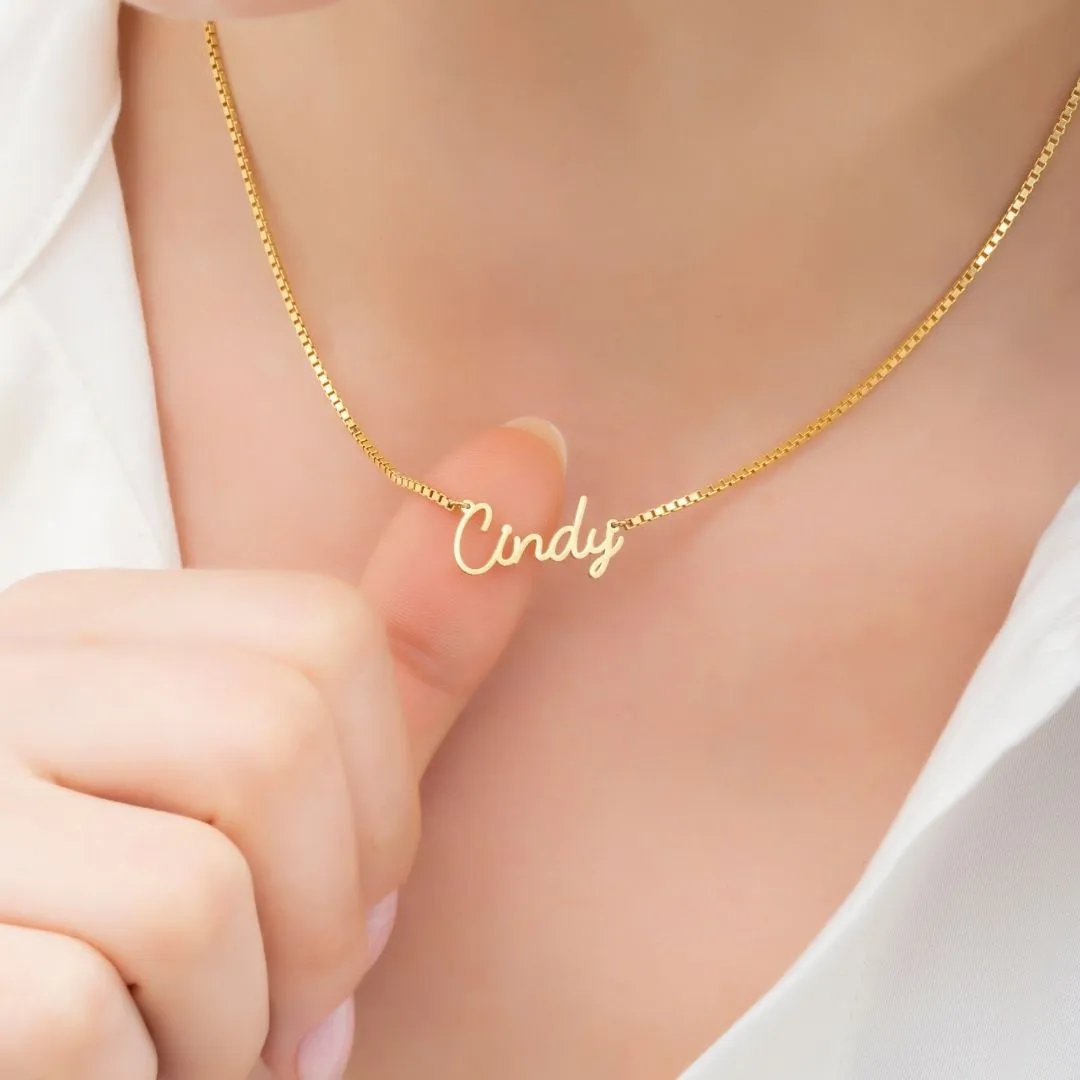 Name Necklace with Box Chain