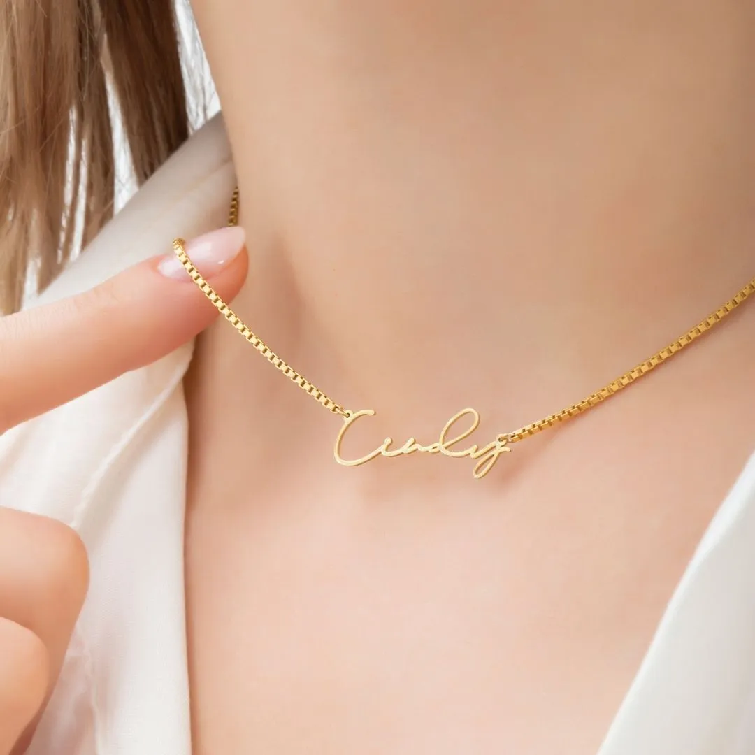 Name Necklace with Box Chain