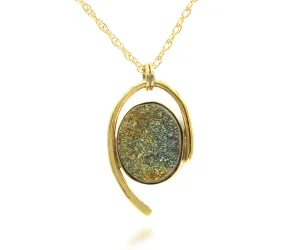 Natural Rainbow Pyrite Russian Druzy Necklace
