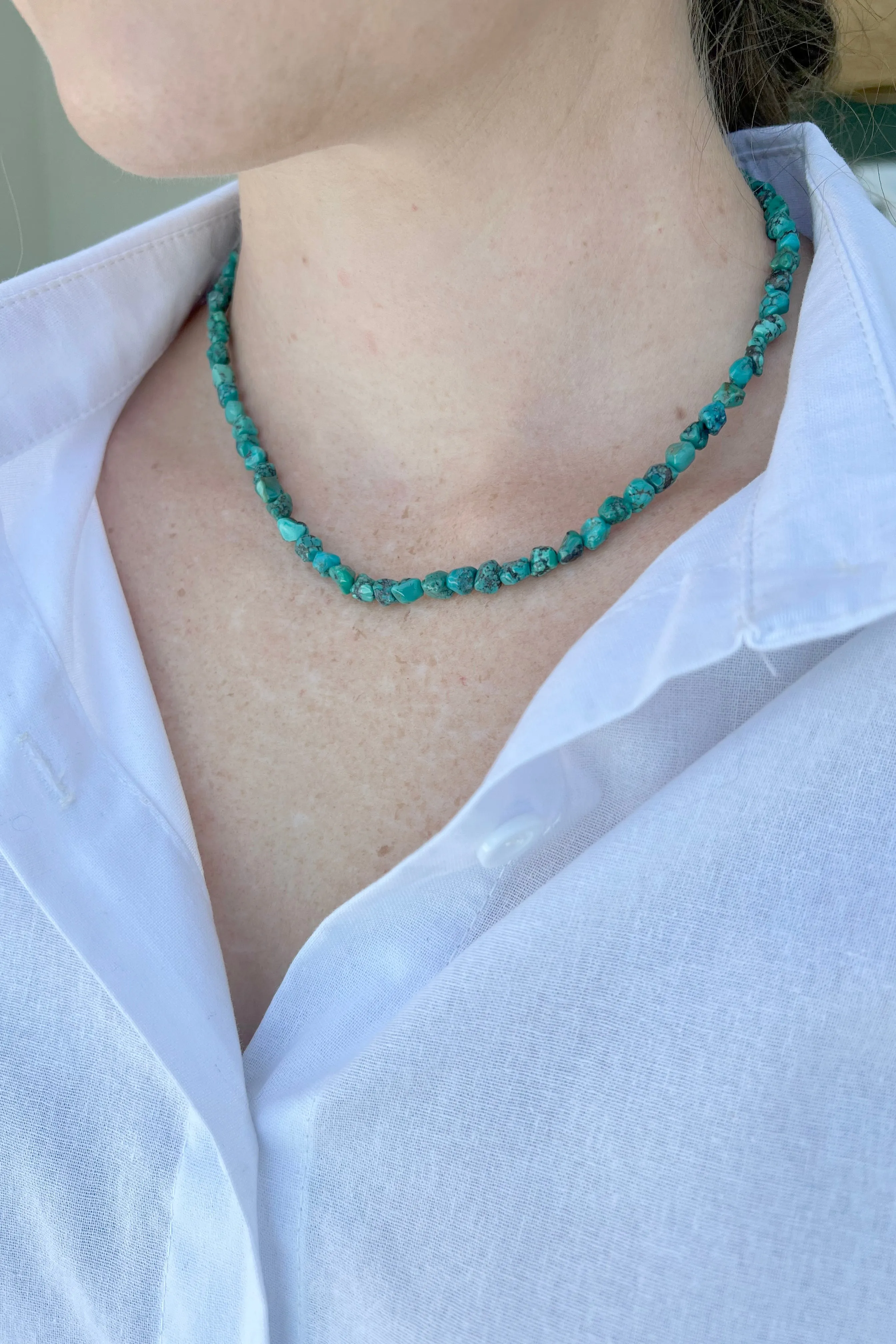 Navajo Green Turquoise Nugget Necklace