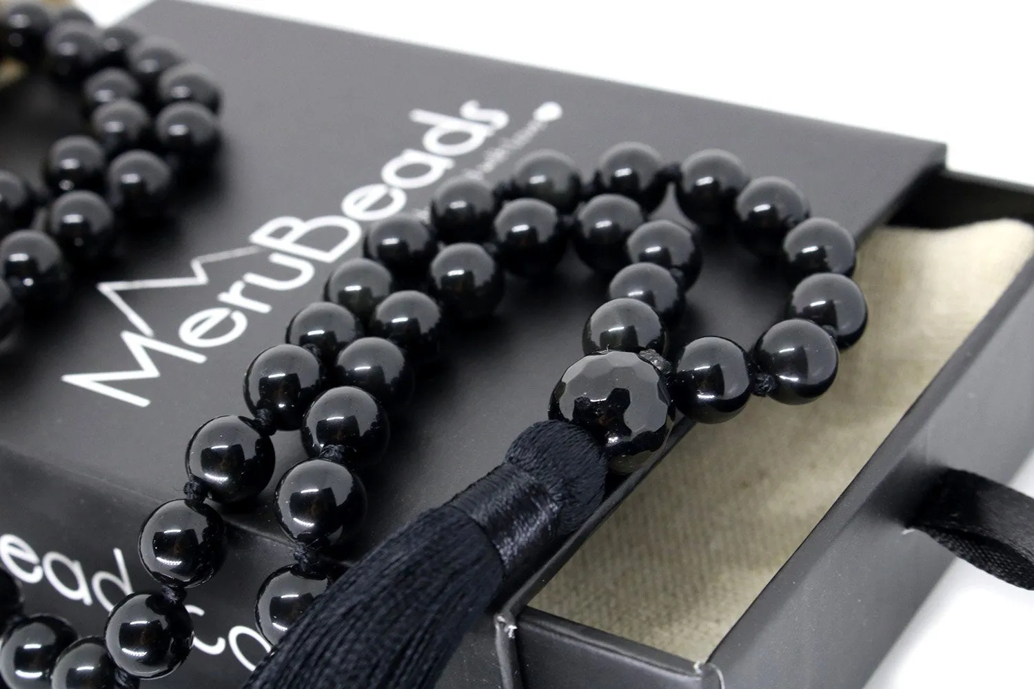 Obsidian Mala Beads Necklace - "I am Strong"
