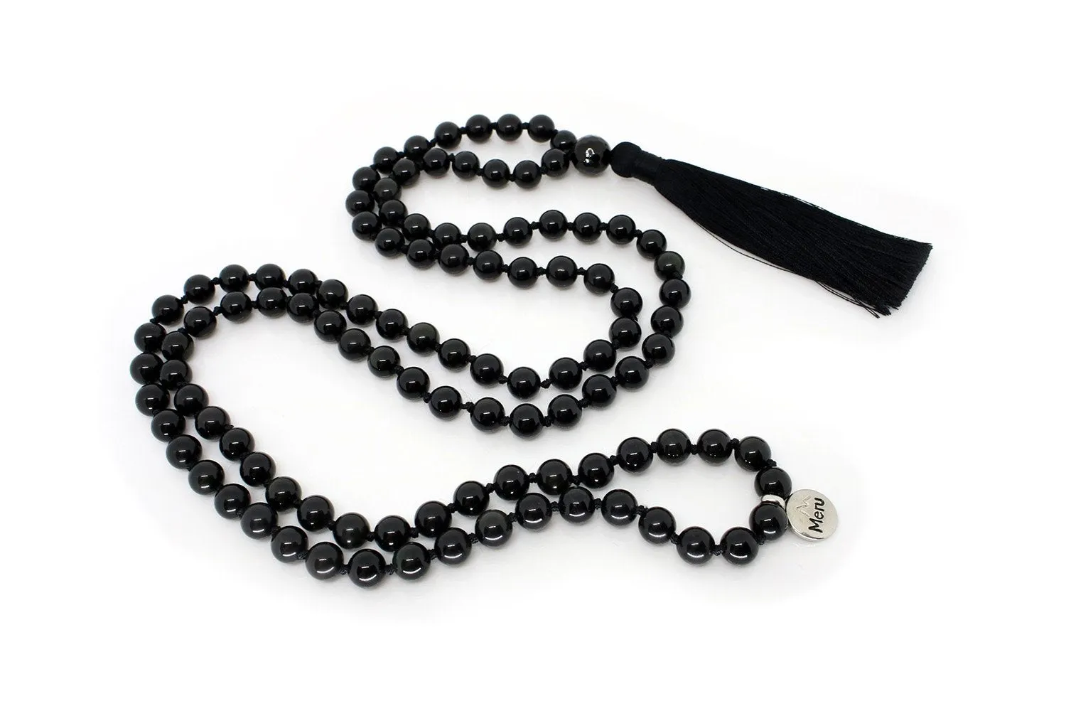 Obsidian Mala Beads Necklace - "I am Strong"