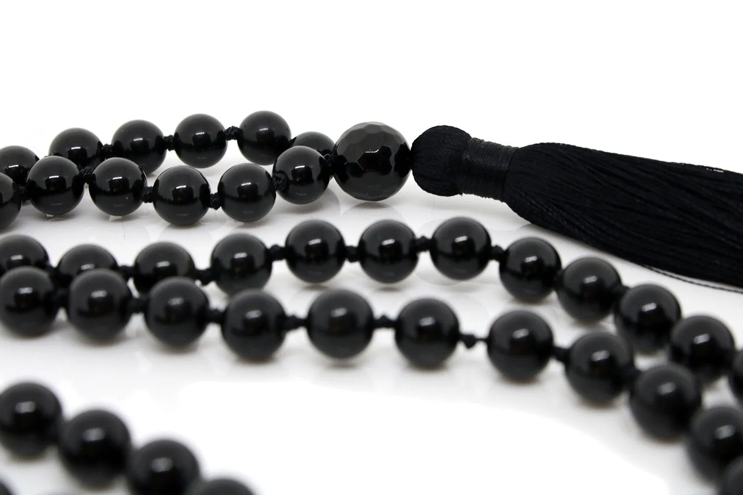 Obsidian Mala Beads Necklace - "I am Strong"