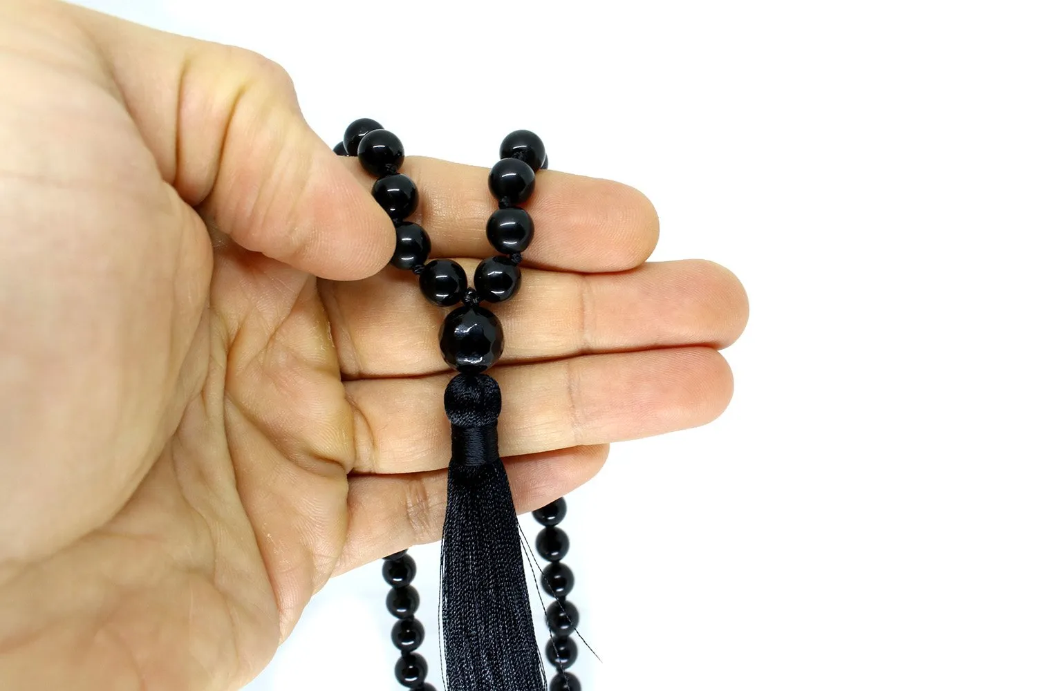 Obsidian Mala Beads Necklace - "I am Strong"