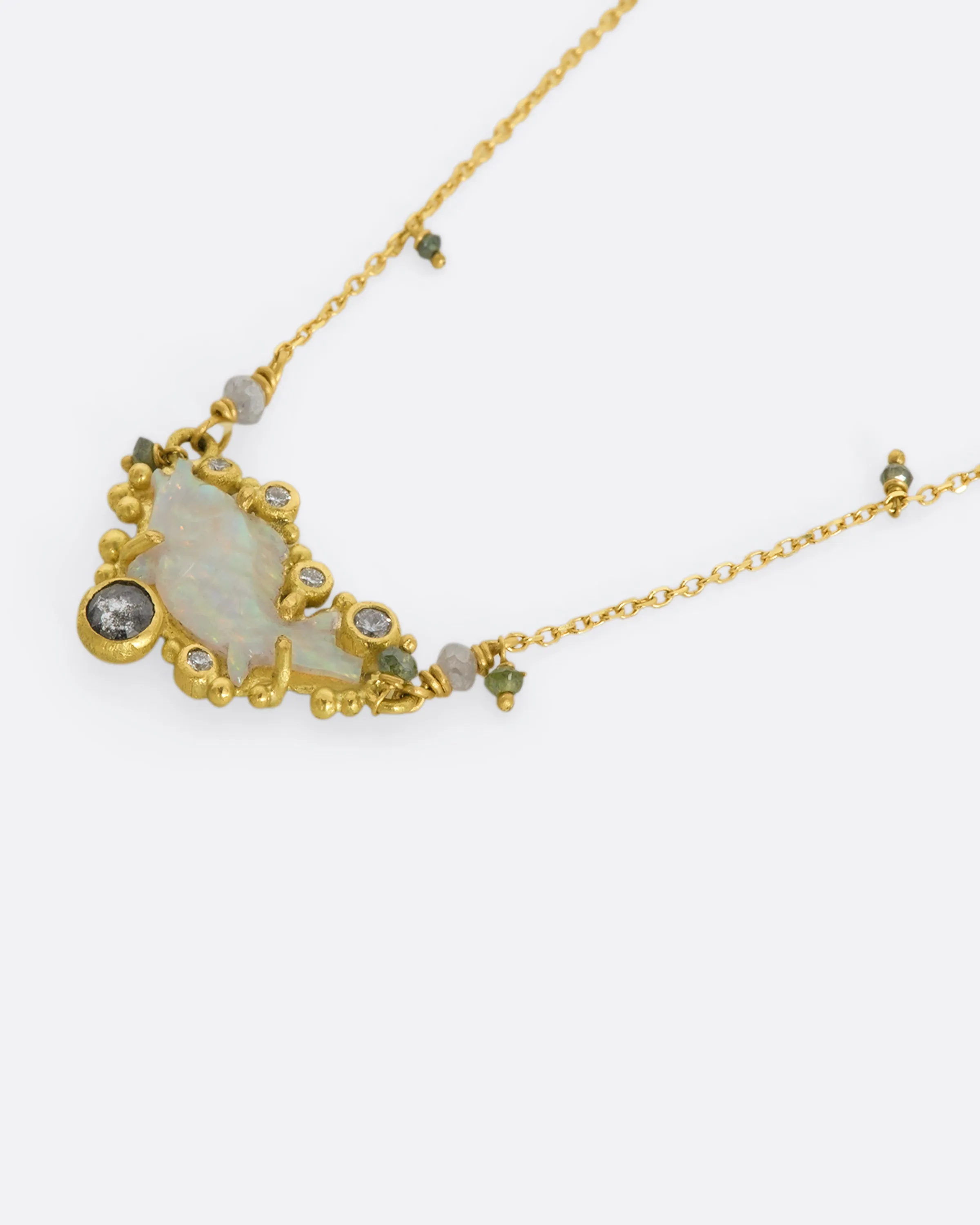Opal Fish Pendant Necklace