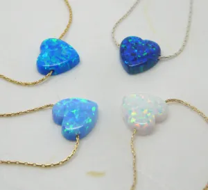 Opal Heart Necklace – Cute & Colorful Heart Pendant
